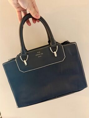 Vintage London Fog Navy Top-Handle Satchel Handbag